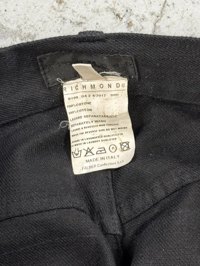 AW2017 Richmond Hybrid Black Leather Back Pockets Pants - Image 9