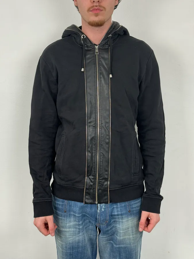 AW2017 Roberto Cavalli Black Avant-Garde Zip-up Hoodie - Image 2