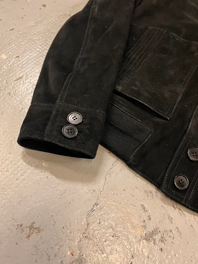 AW2017 Saint Laurent Black Goat Suede Leather Trucker Jacket - Image 6