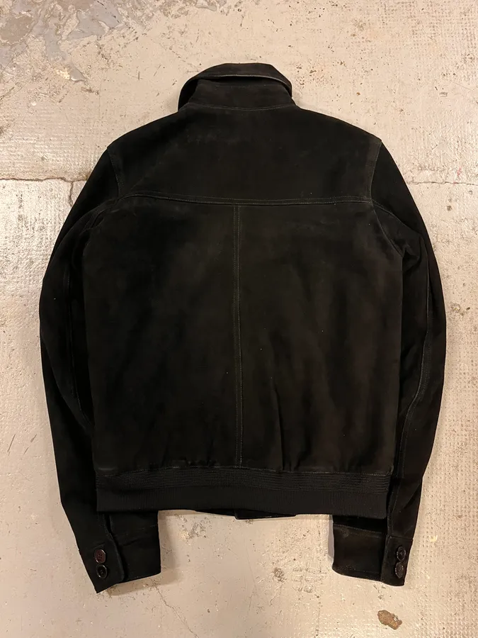 AW2017 Saint Laurent Black Goat Suede Leather Trucker Jacket - Image 7