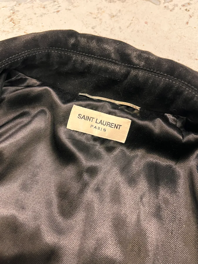 AW2017 Saint Laurent Black Goat Suede Leather Trucker Jacket - Image 9