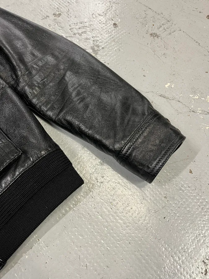 AW2017 Saint Laurent Black Lamb Leather Buttoned Trucker Jacket - Image 6
