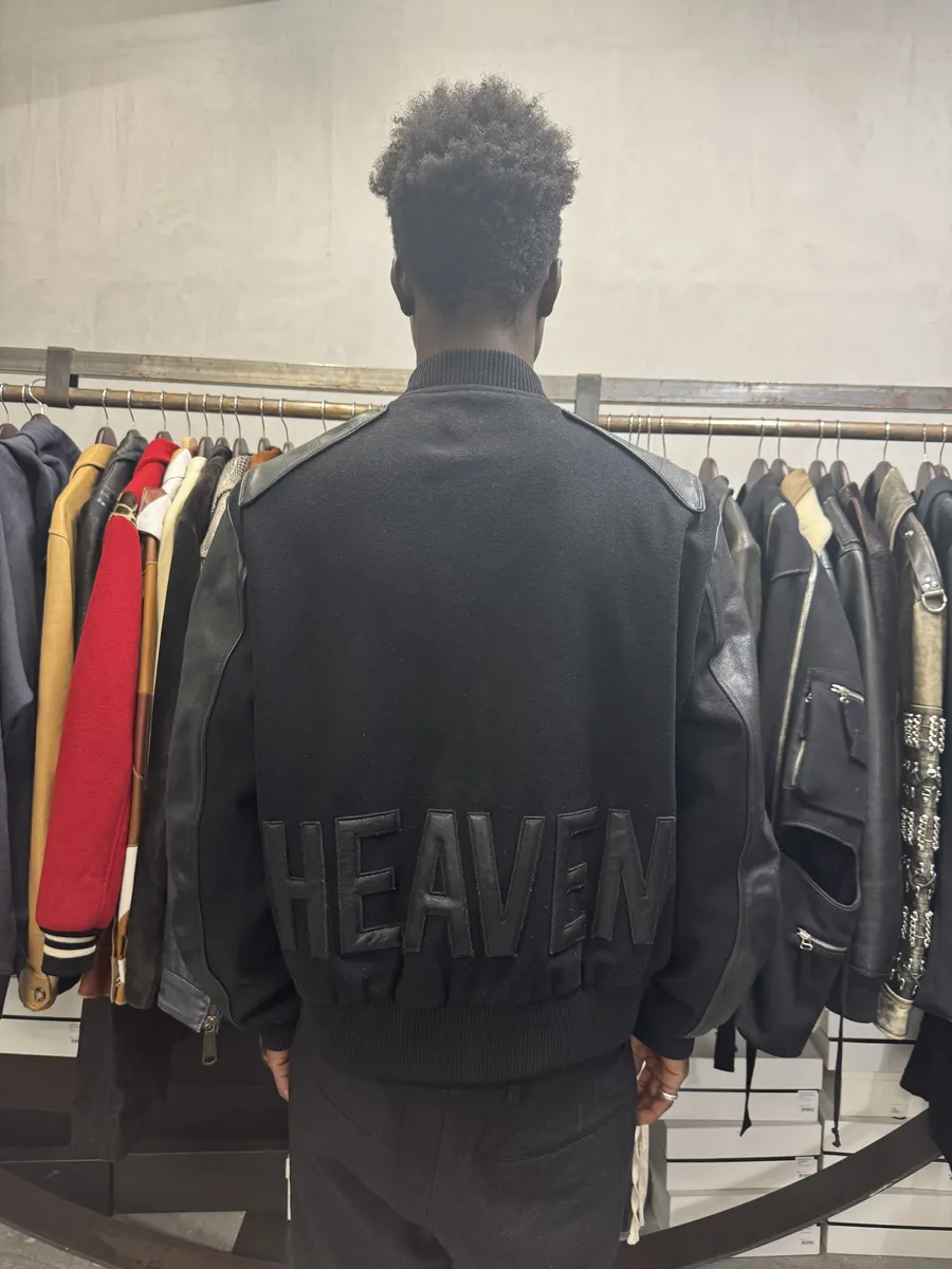 AW2017 Saint Laurent Black Leather Heaven Wool Boober Jacket - Image 4