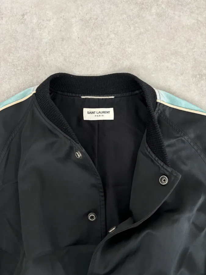 AW2017 Saint Laurent Black Multicolor Panther Teddy Jacket - Image 11