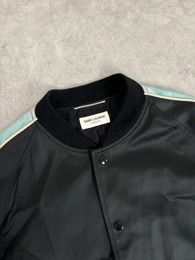 AW2017 Saint Laurent Black Multicolor Panther Teddy Jacket - Image 5