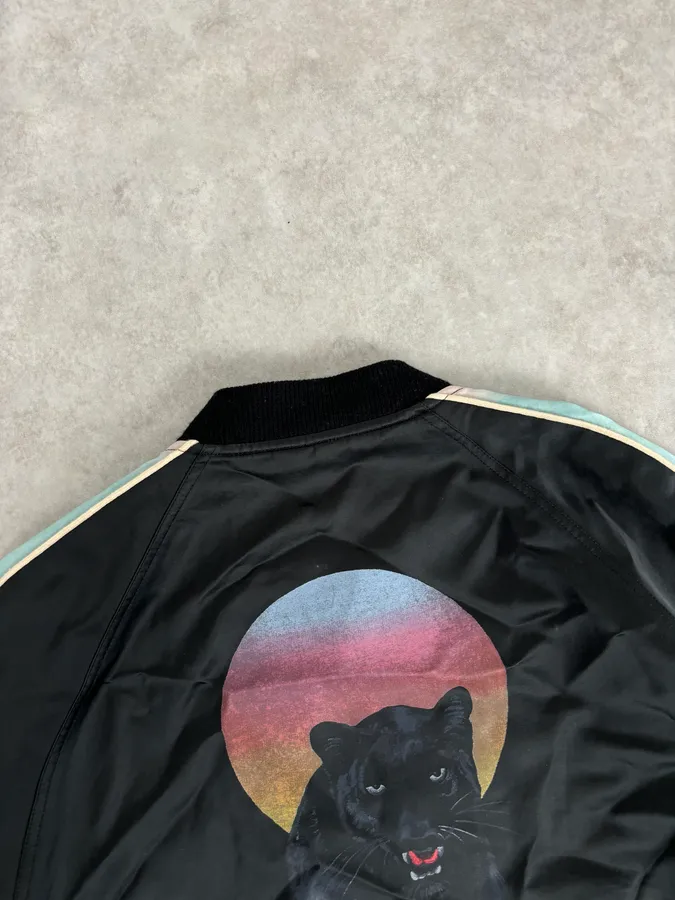 AW2017 Saint Laurent Black Multicolor Panther Teddy Jacket - Image 7