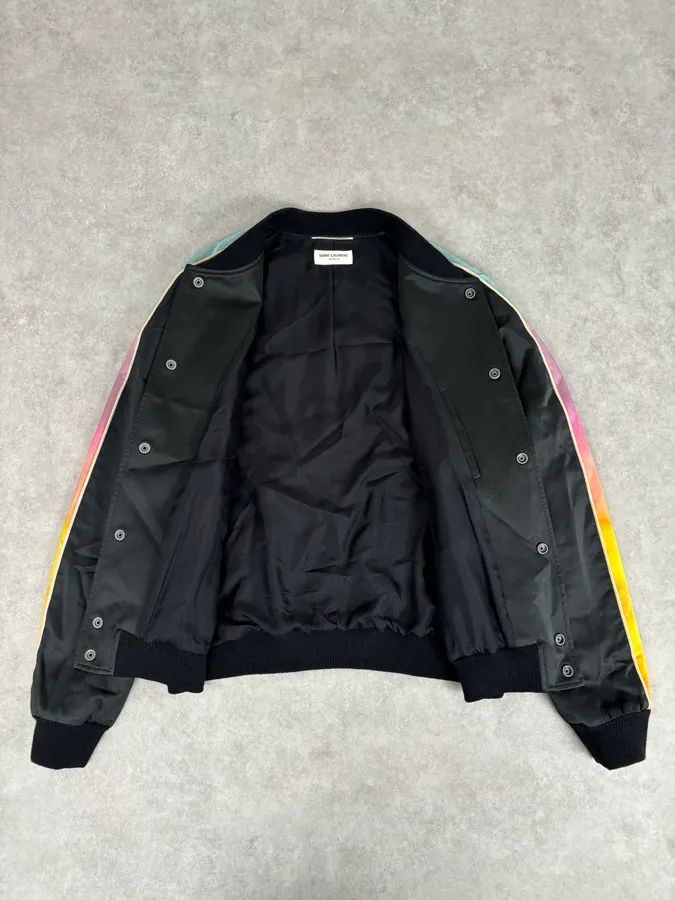 AW2017 Saint Laurent Black Multicolor Panther Teddy Jacket - Image 8