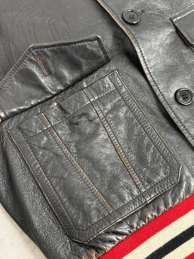 AW2017 Saint Laurent Black & Red Ricer Leather Jacket - Image 10