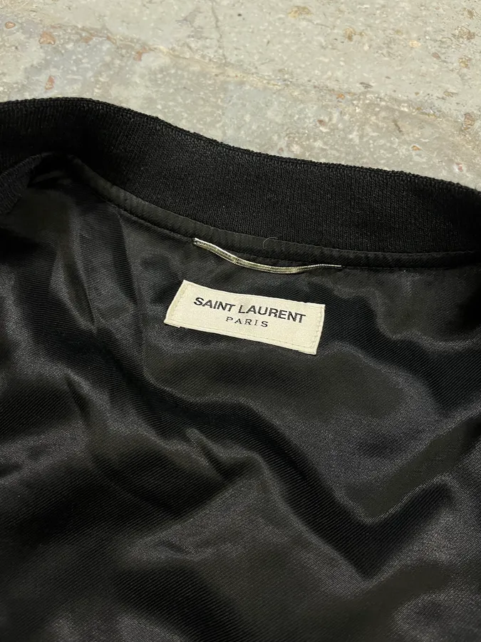 AW2017 Saint Laurent Black Silk Embroidered Bomber Jacket - Image 9