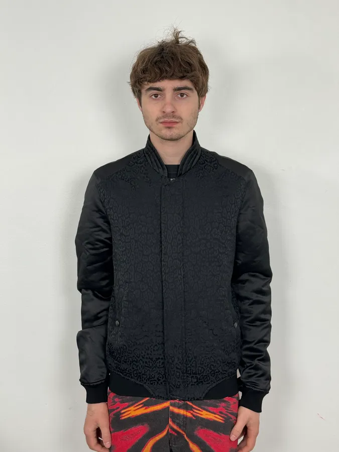 AW2018 Cavalli Black Leopard Nylon Bomber Jacket - Image 2