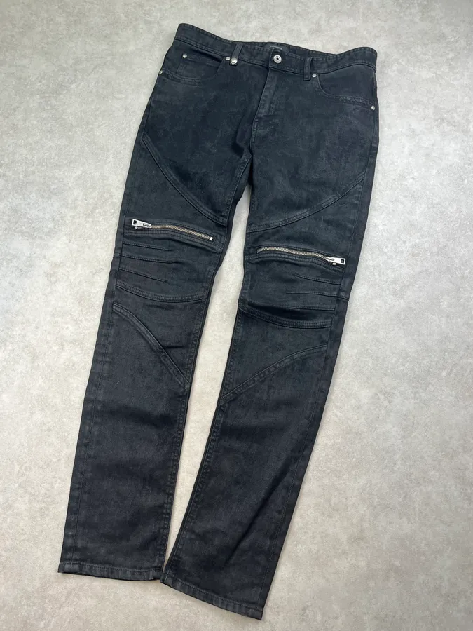 AW2018 Cavalli Black Rock Biker Denim Jeans - Image 6