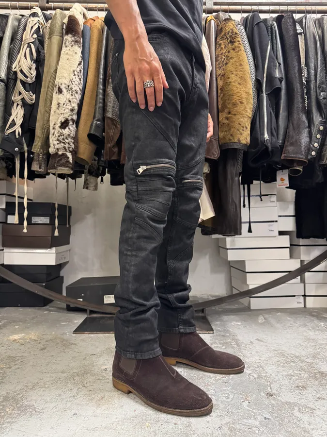 AW2018 Cavalli Black Rock Biker Denim Jeans - Image 3