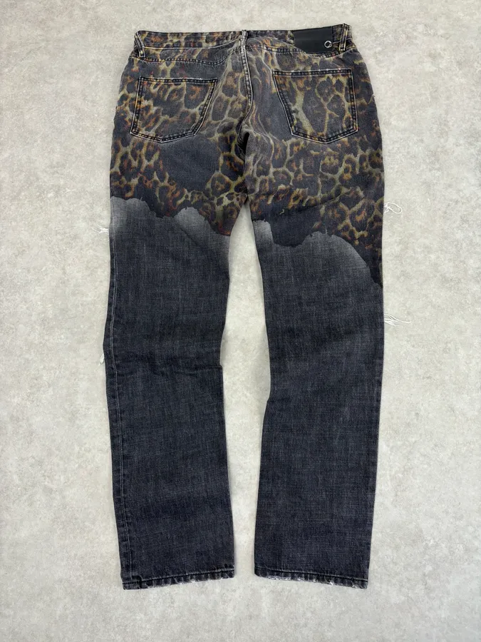 AW2018 Cavalli Fire Magma Leopard Grey Denim Jeans - Image 3