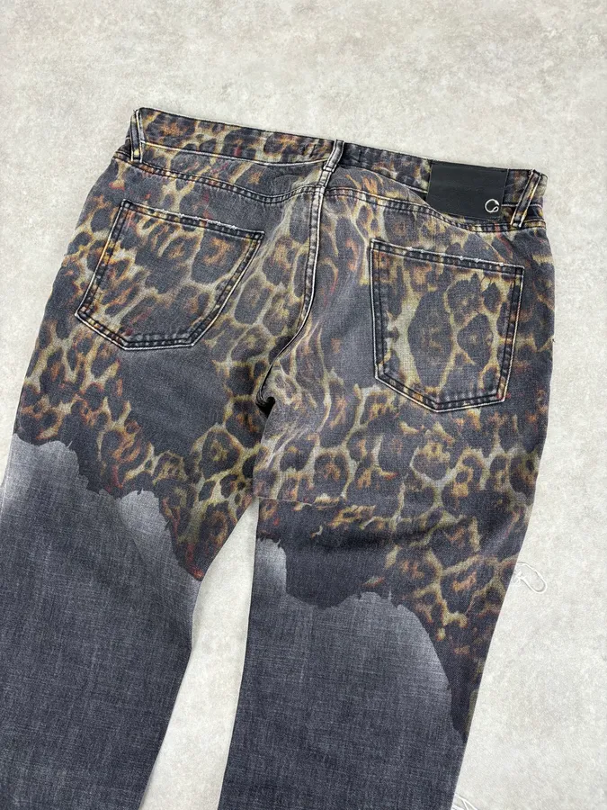 AW2018 Cavalli Fire Magma Leopard Grey Denim Jeans - Image 4