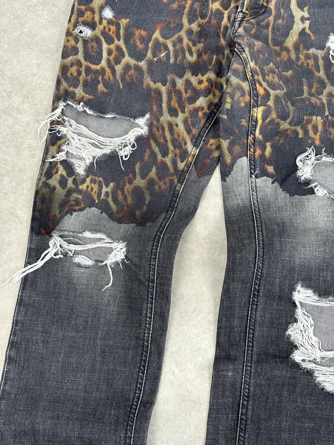 AW2018 Cavalli Fire Magma Leopard Grey Denim Jeans - Image 6