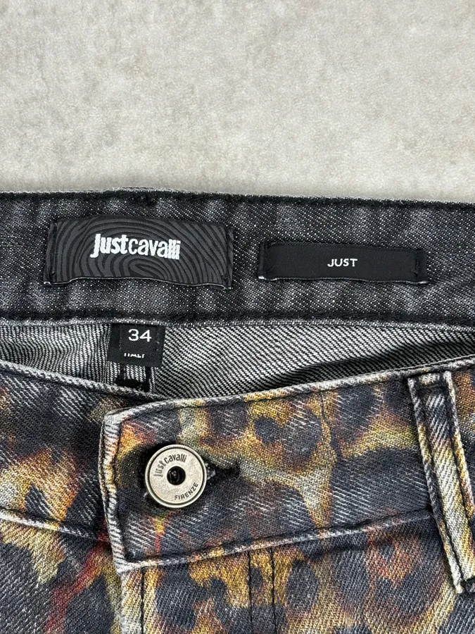 AW2018 Cavalli Fire Magma Leopard Grey Denim Jeans - Image 7