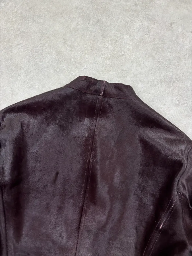AW2018 Emporio Armani Brown Pony Hair Leather Jacket - Image 6