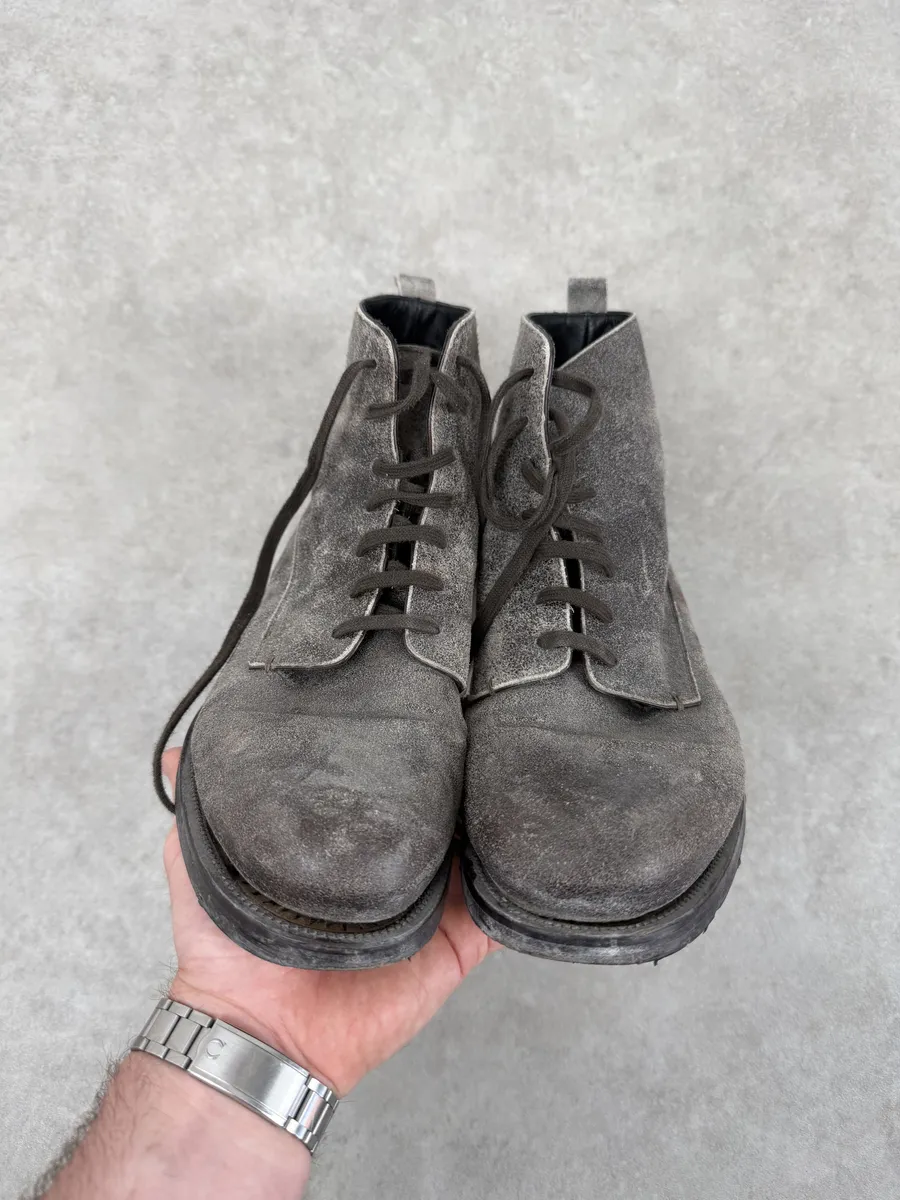 AW2018 Emporio Armani Eroded Grey Leather Boots - Image 5