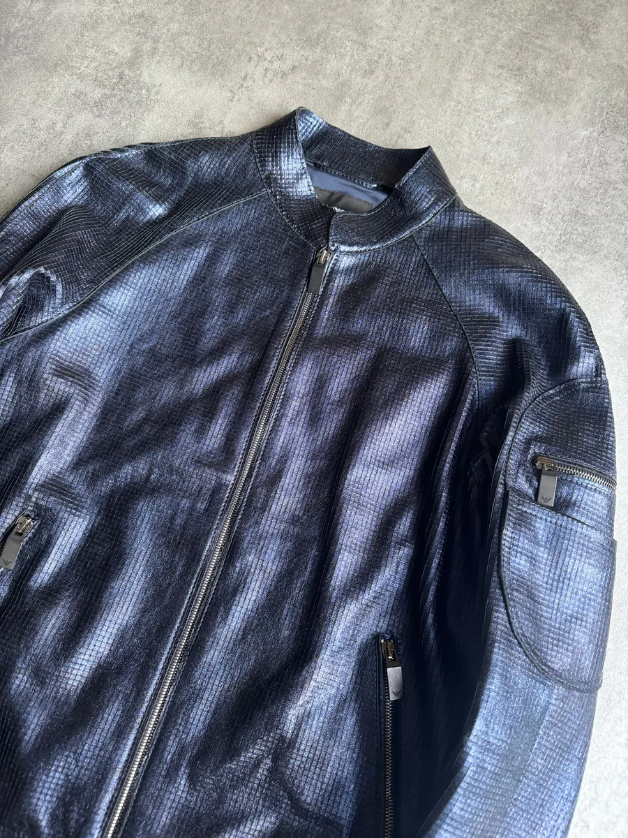 AW2018 Emporio Armani Navy Retro Biker Jacket - Image 12