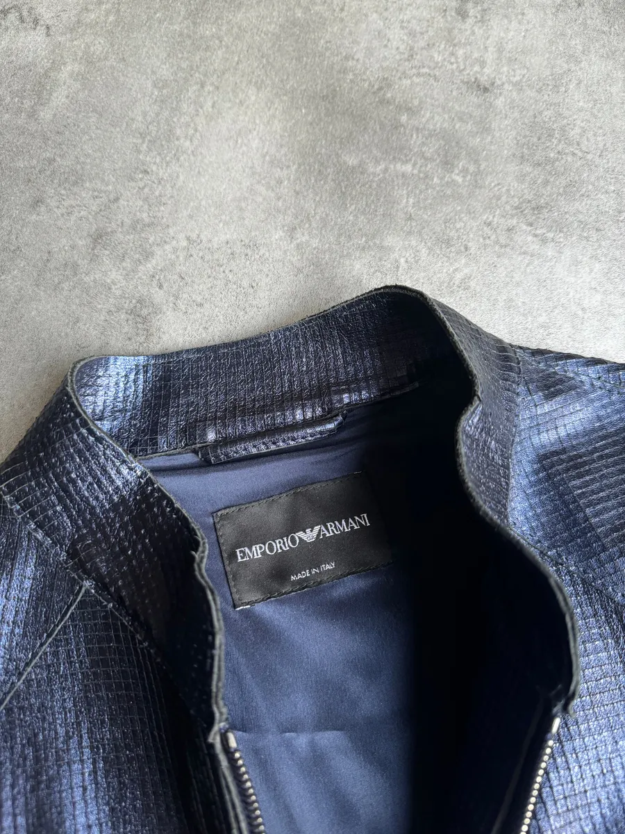AW2018 Emporio Armani Navy Retro Biker Jacket - Image 9