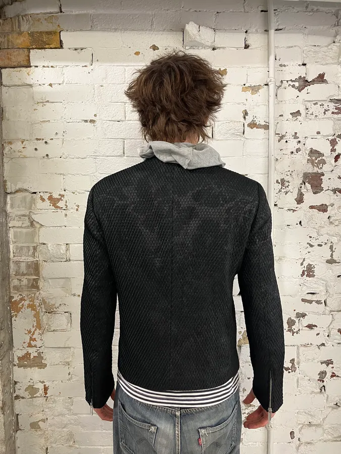 AW2018 Emporio Armani Snakeskin Embossed Black Asymmetrical Jacket - Image 3