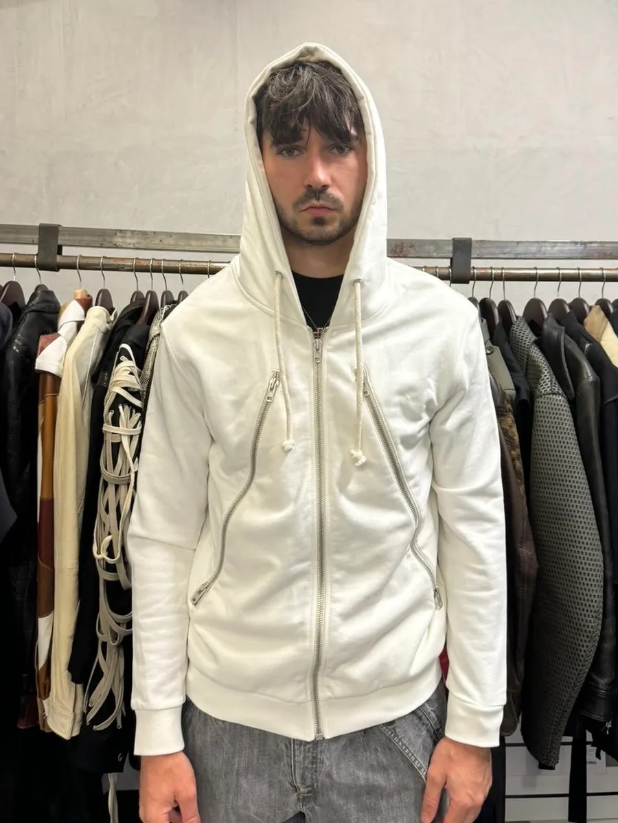 AW2018 Maison Margiela White 5 Zips Zip-up Hoodie - Image 2