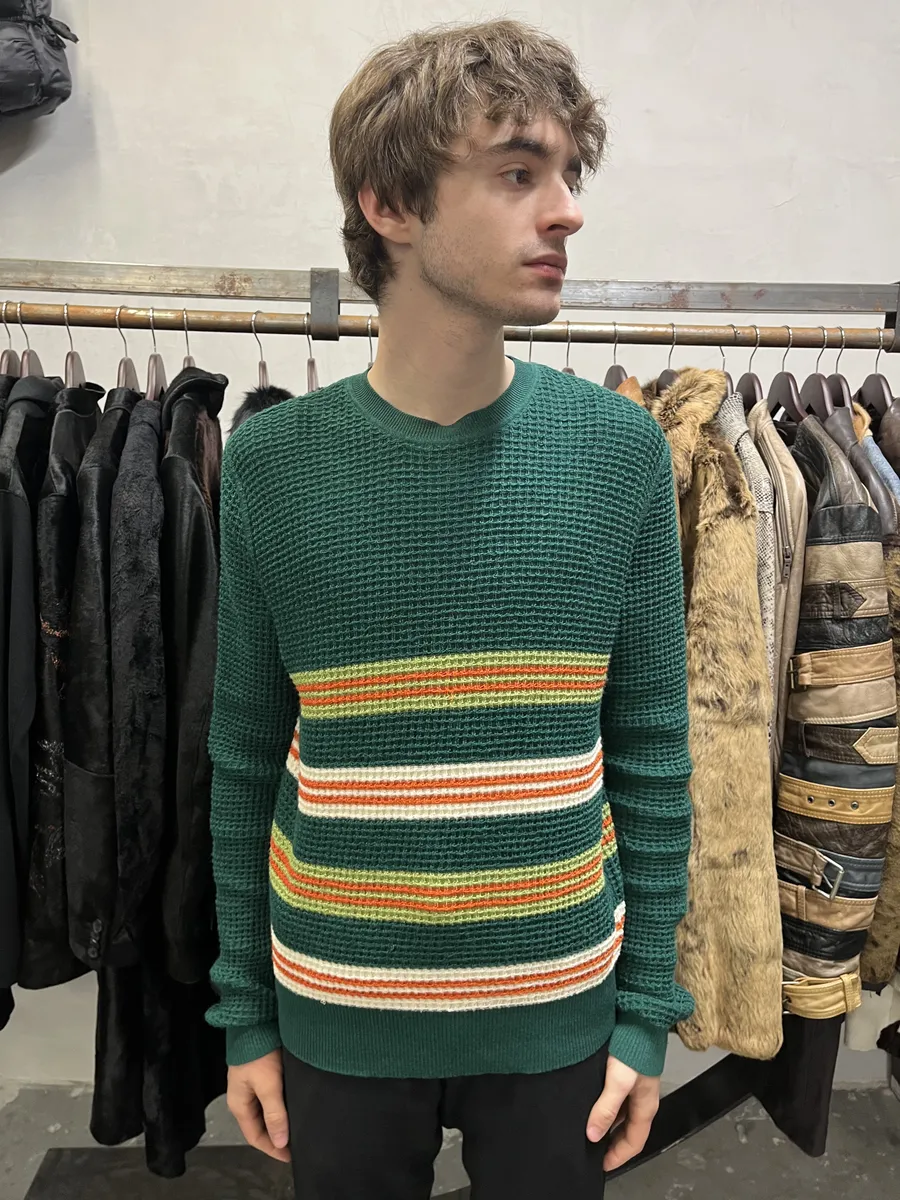 AW2018 Marni Wool Forest Green Stripped Sweater - Image 2