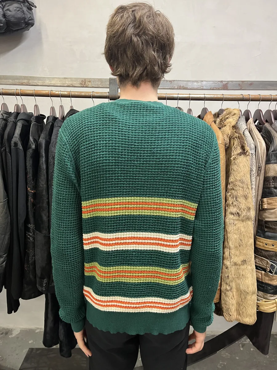 AW2018 Marni Wool Forest Green Stripped Sweater - Image 3
