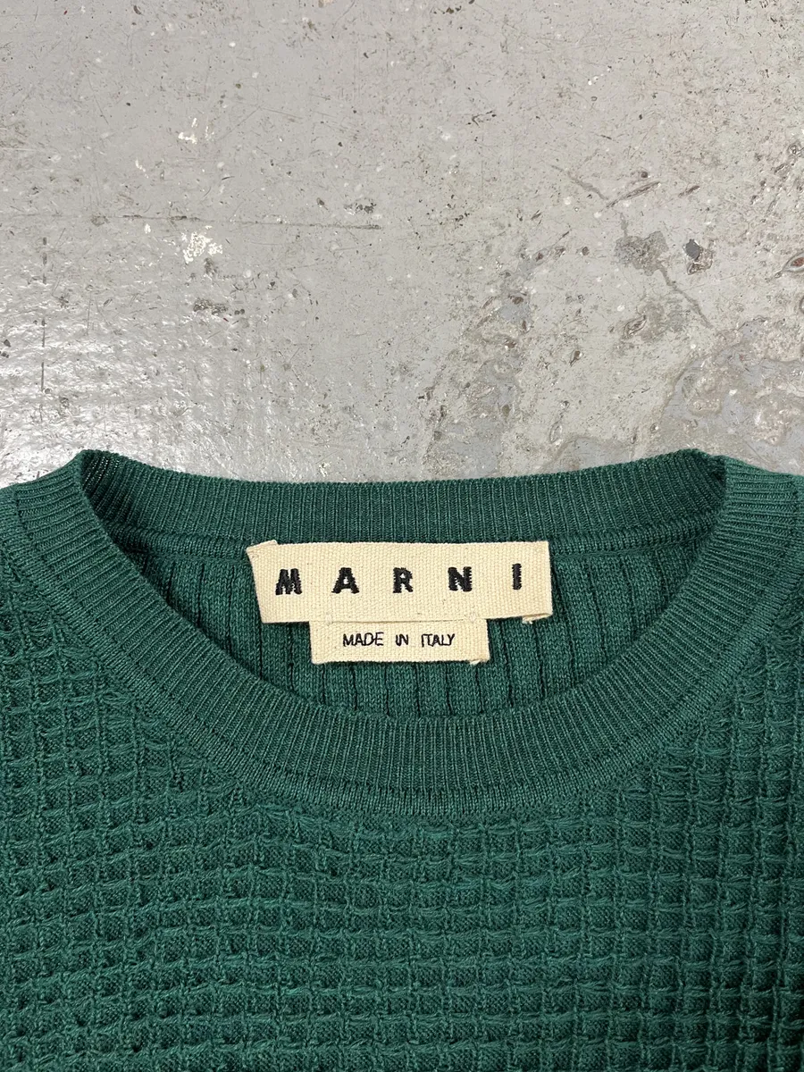AW2018 Marni Wool Forest Green Stripped Sweater - Image 6