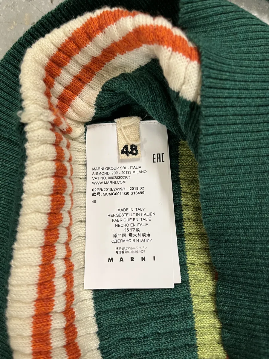 AW2018 Marni Wool Forest Green Stripped Sweater - Image 8