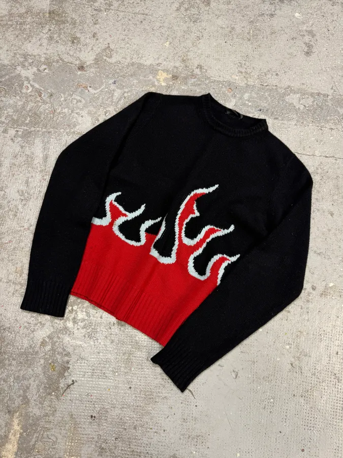 AW2018 Prada Black & Red Fire Sweater - Image 8