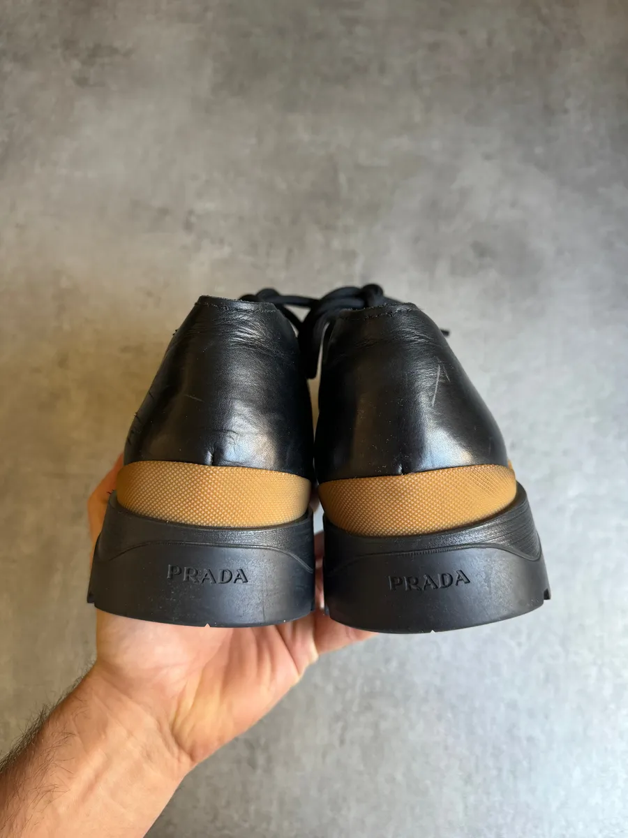 AW2018 Prada Brixxen Derby Lace Ups Black Leather Shoes - Image 6