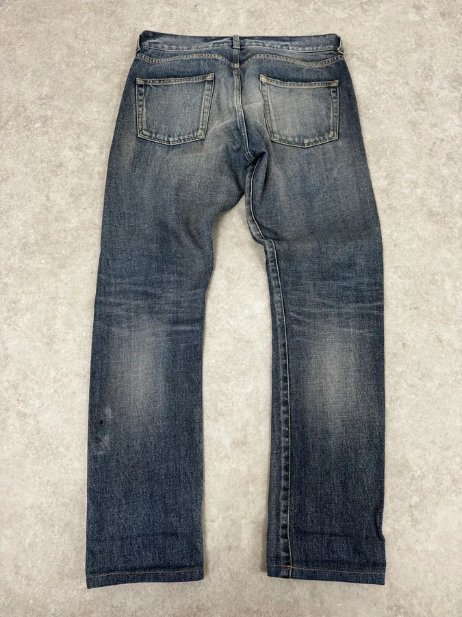AW2018 Saint Laurent Blue Painted Denim Jeans - Image 5
