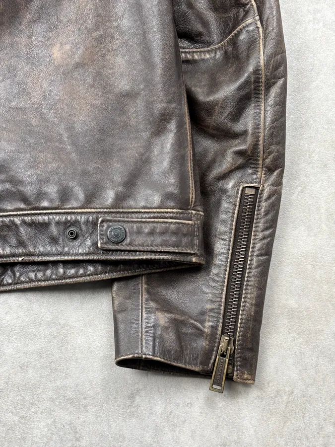 AW2019 Dsquared2 Brown Eroded Leather Jacket - Image 10