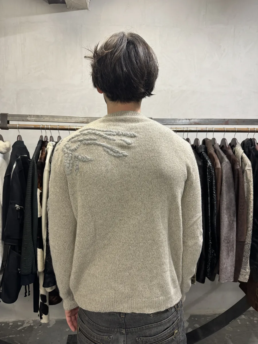 AW2019 Emporio Armani Abstract Roots Wool Beige Sweater - Image 3