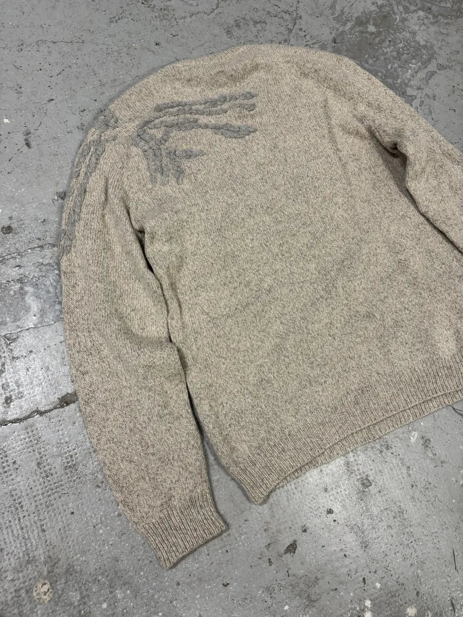 AW2019 Emporio Armani Abstract Roots Wool Beige Sweater - Image 4