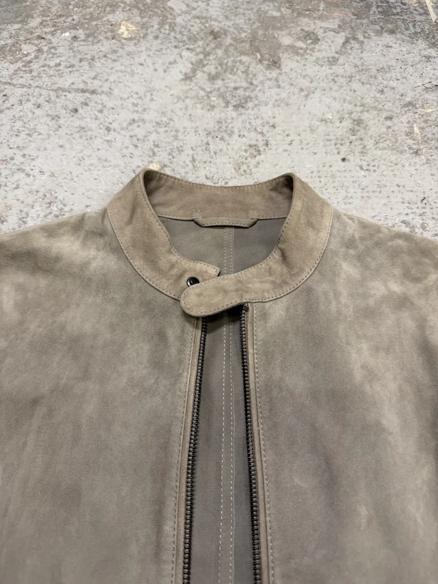 AW2019 Emporio Armani Biker Grey Suede Leather Jacket - Image 13