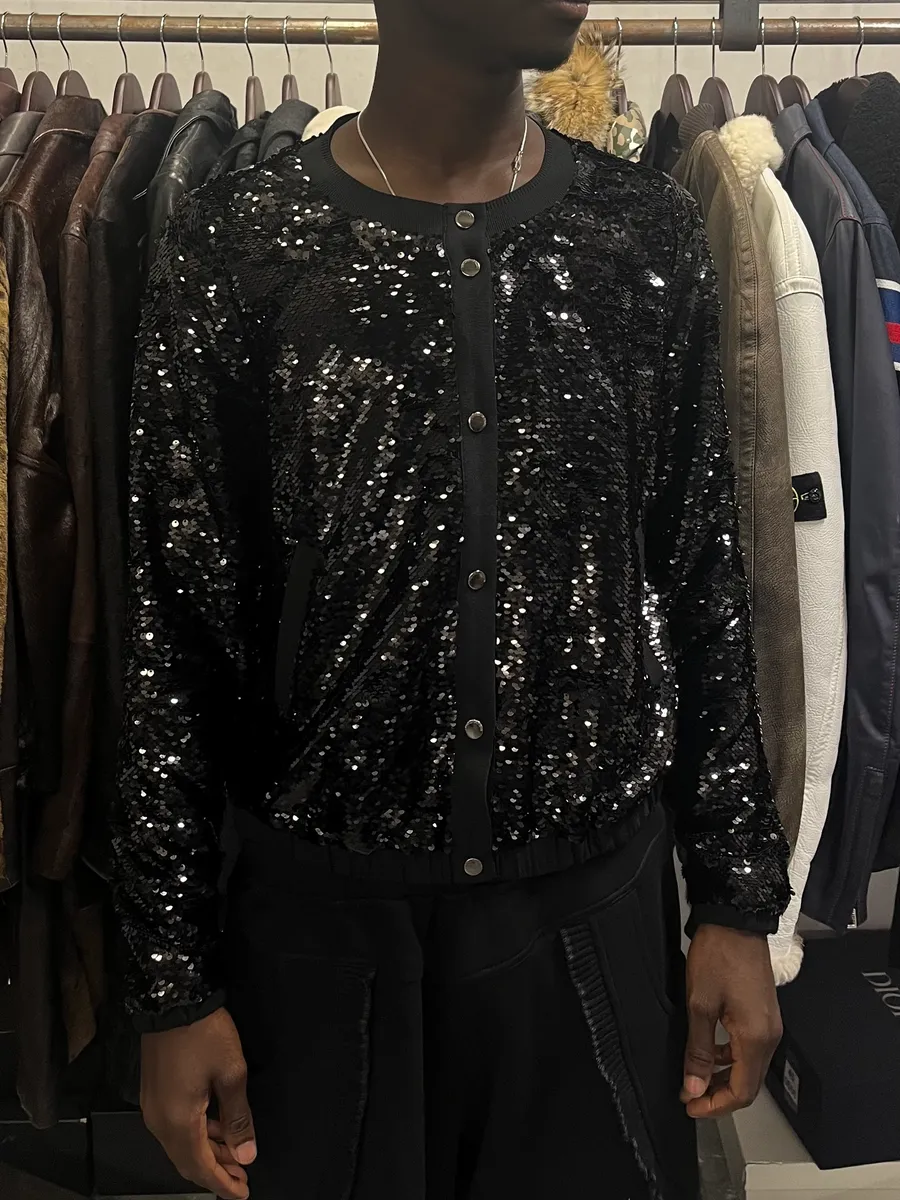 AW2019 Emporio Armani Black Glitters Buttoned Cardigan - Image 2