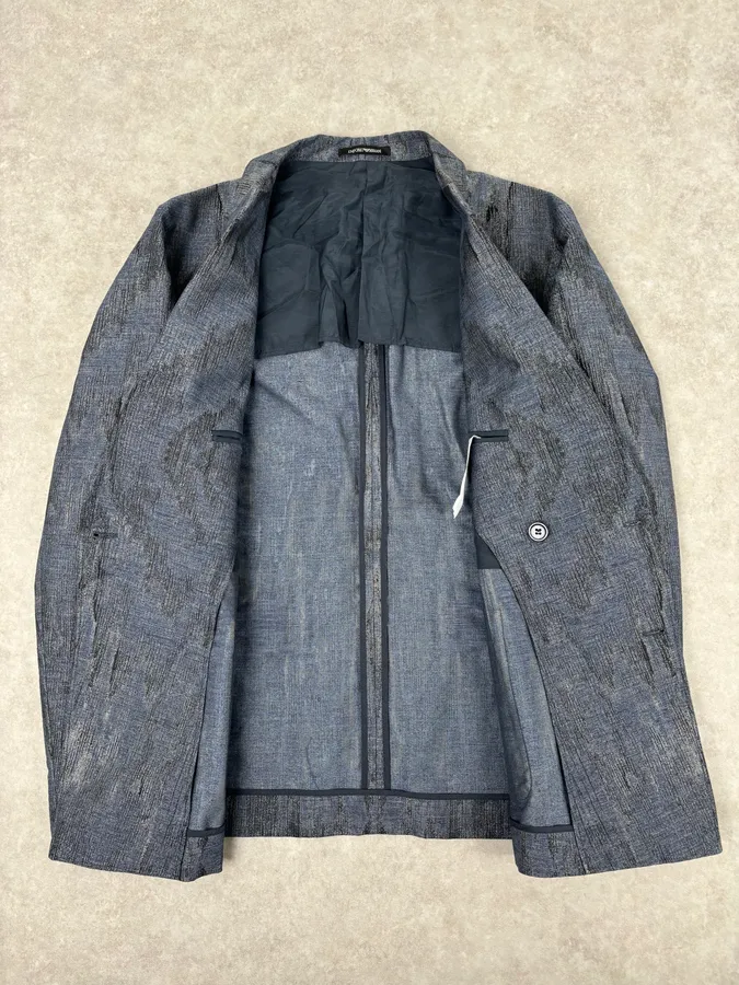 AW2019 Emporio Armani Double-Breasted Metallic Textured Blazer Jacket - Image 7