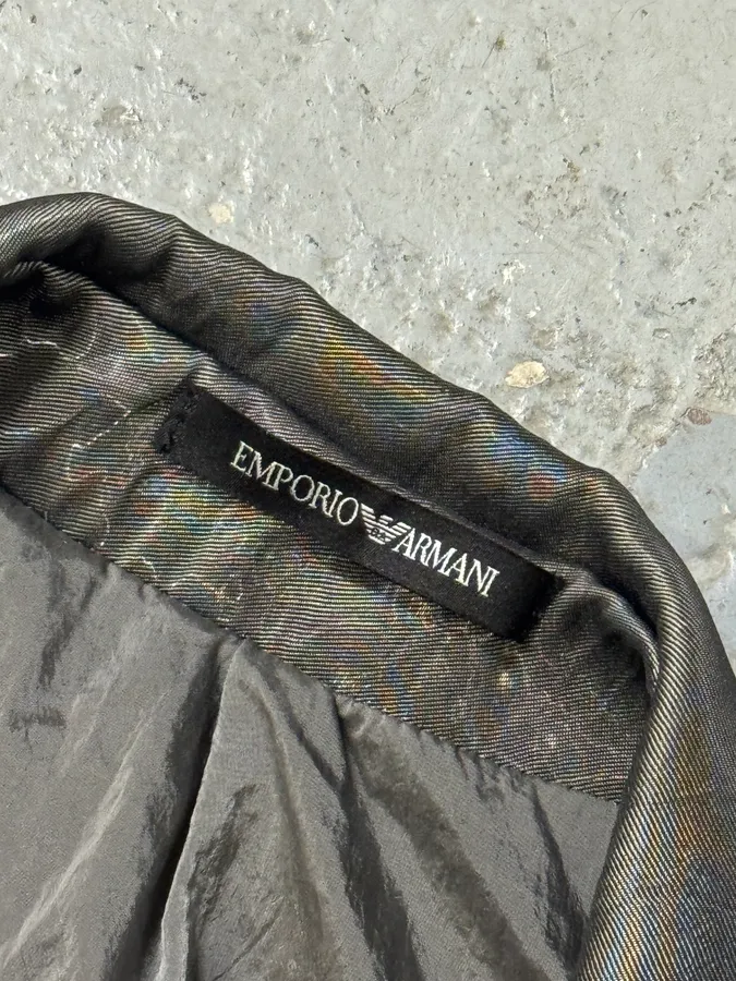 AW2019 Emporio Armani Metallic Grey Buttoned Jacket - Image 7
