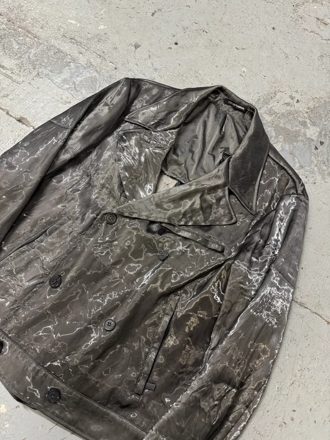 AW2019 Emporio Armani Metallic Grey Buttoned Jacket - Image 8
