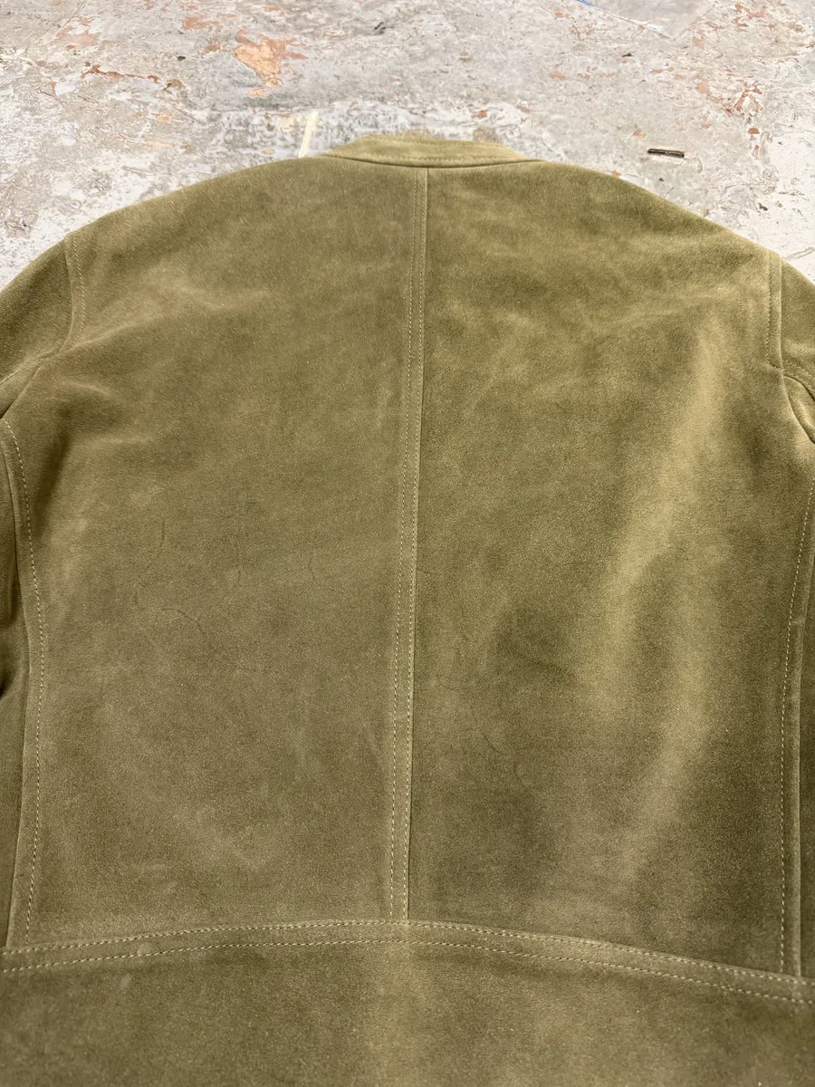 AW2019 Maison Margiela 5-Zip Biker Green Suede Leather Jacket - Image 14