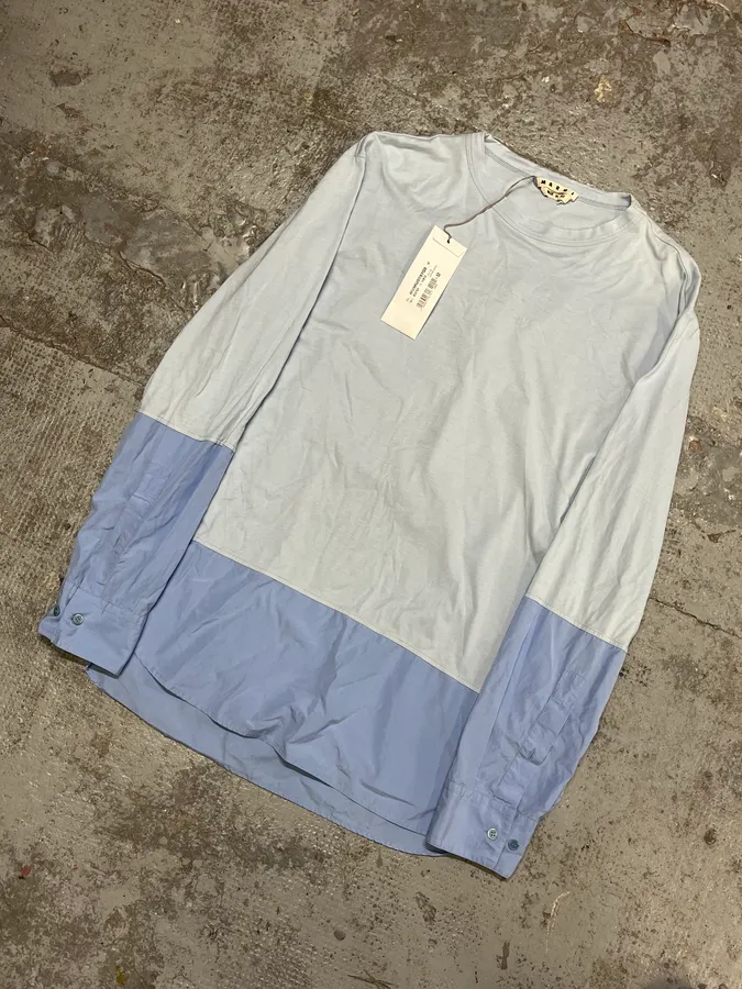 AW2019 Marni Two Tone Blue Longsleeves Shirt - Image 4