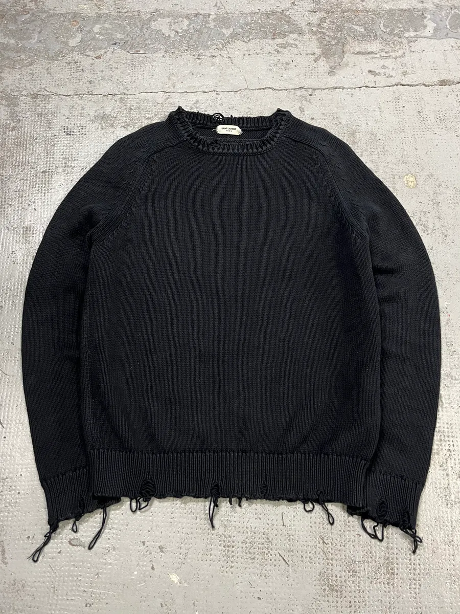 AW2019 Saint Laurent Distressed Black Sweater