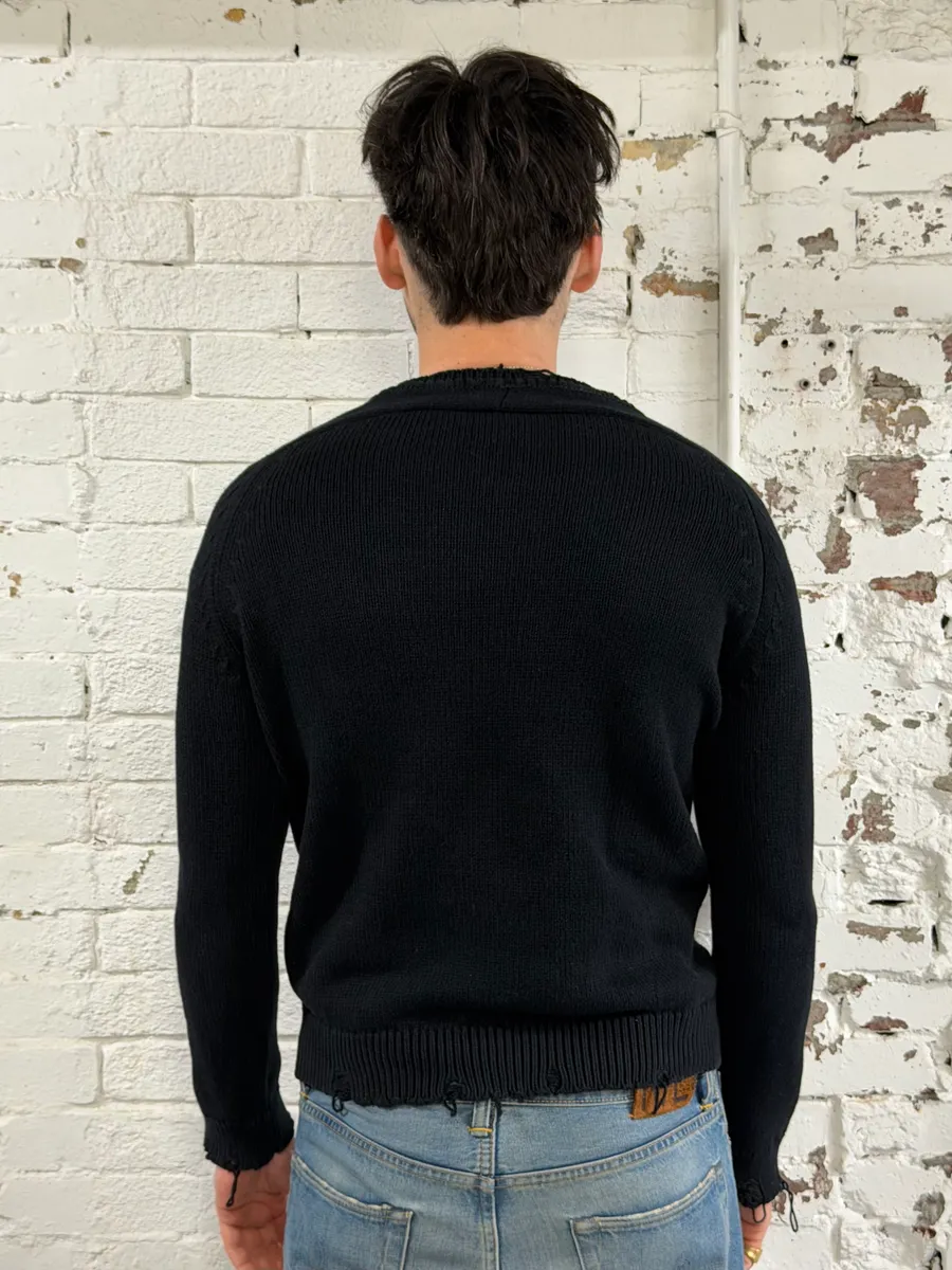 AW2019 Saint Laurent Distressed Black Sweater - Image 3