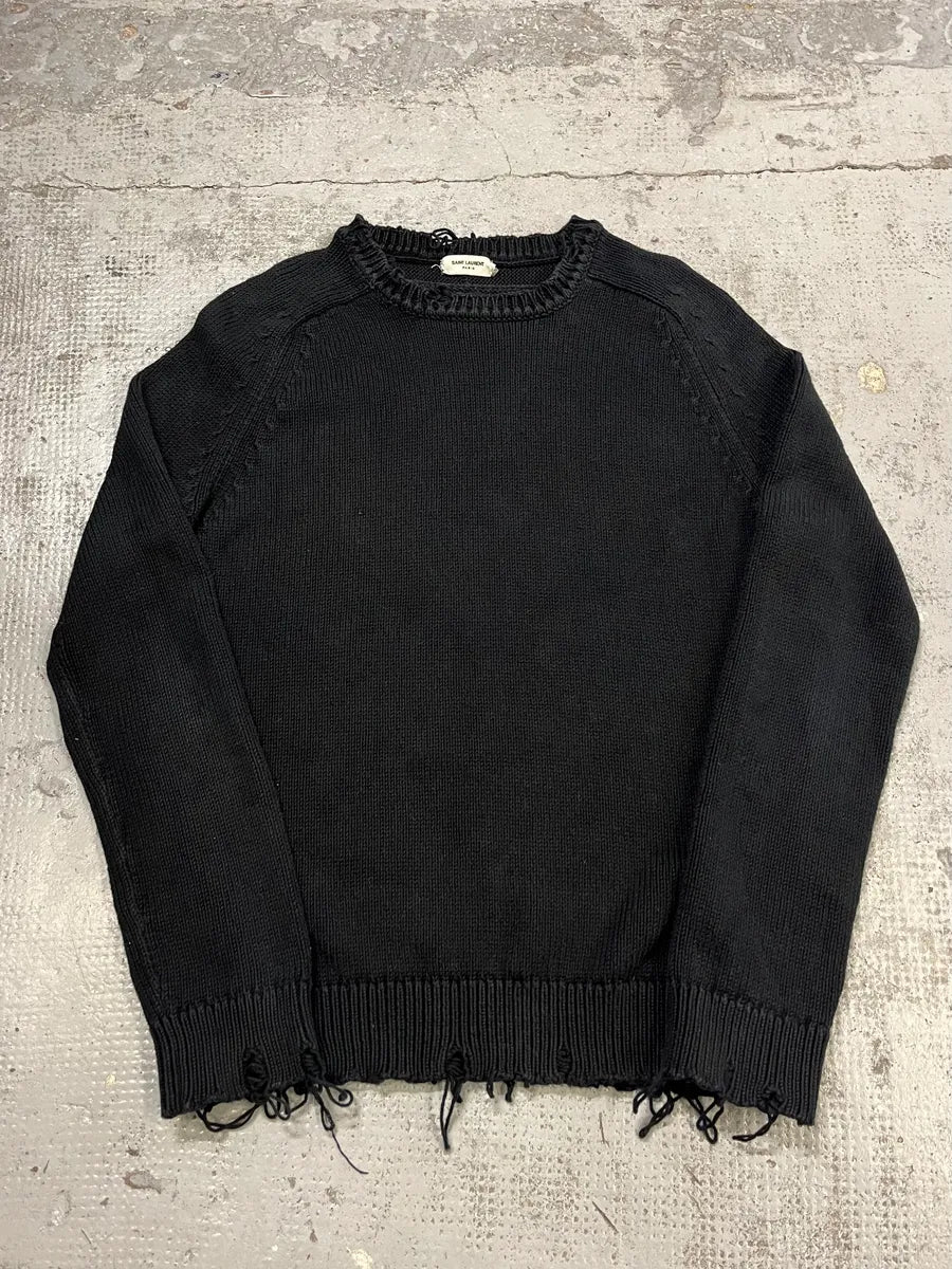 AW2019 Saint Laurent Distressed Black Sweater - Image 4