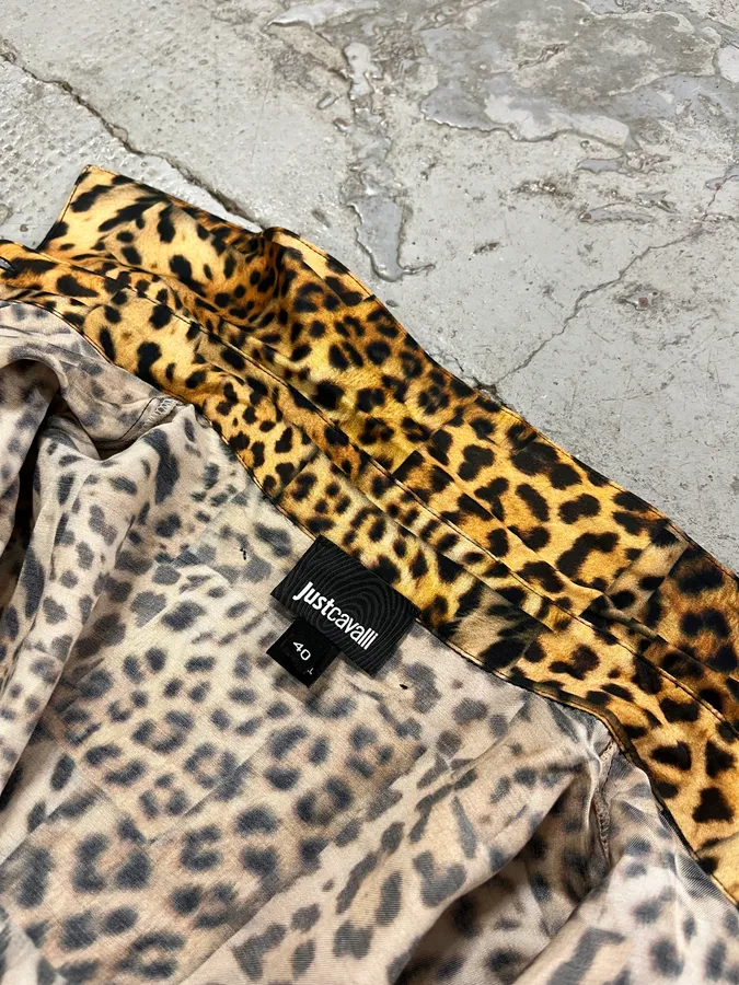 AW2020 Cavalli Leopard Print Silk Savage Shirt - Image 10