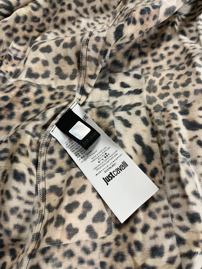 AW2020 Cavalli Leopard Print Silk Savage Shirt - Image 12