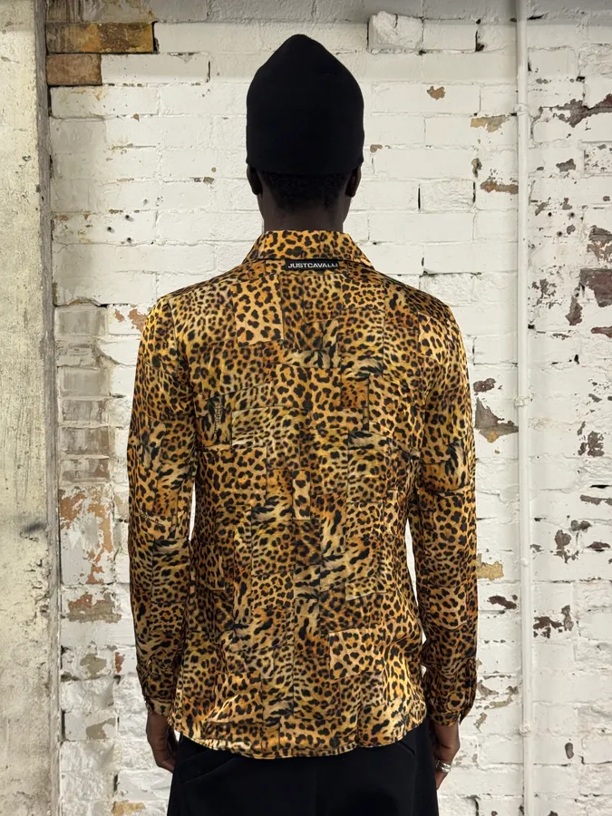 AW2020 Cavalli Leopard Print Silk Savage Shirt - Image 2