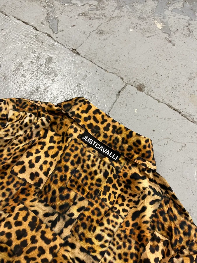 AW2020 Cavalli Leopard Print Silk Savage Shirt - Image 7
